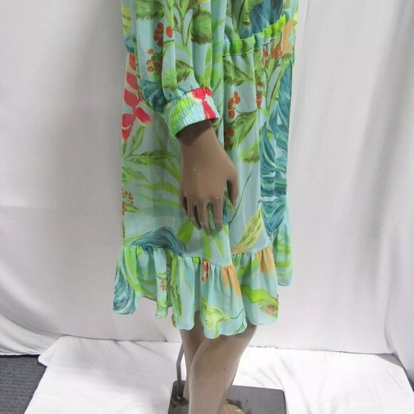NEW PATBO X RESOLVE Tropicalia Short Kimono Swim Cover-up Island Blue Size L - Picture 10 of 14